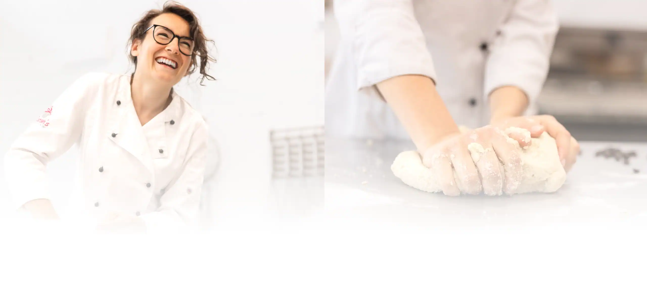 Bäckerin knetet Teig in der Konditorei Sarah’s Konditorei GmbH.